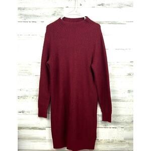 Michael Kors Women’s S Burgundy Long Sleeve Midi Sweater Dress Soft NEW